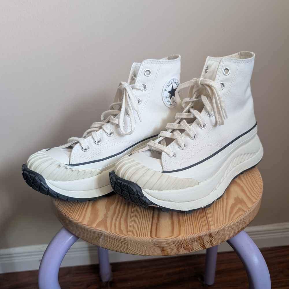 Converse High-Top Sneakers in Cream and Black